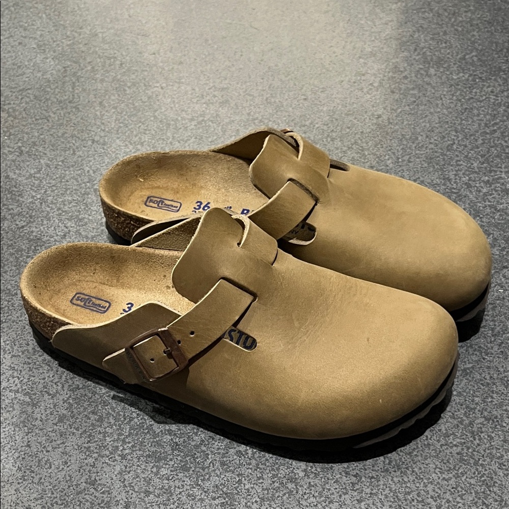 Birkenstock Tan Slip-On Clogs